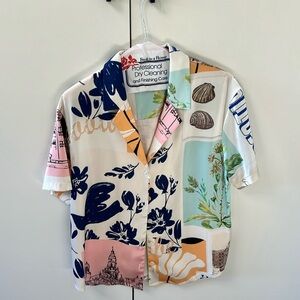 Satin patterned button up